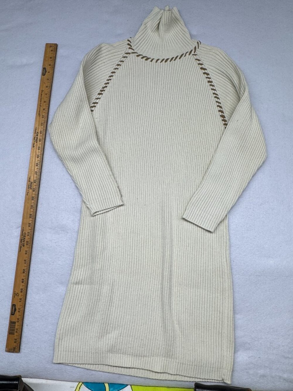 The Limited Size Medium Cream Heavy Ribbed Sweater Dress